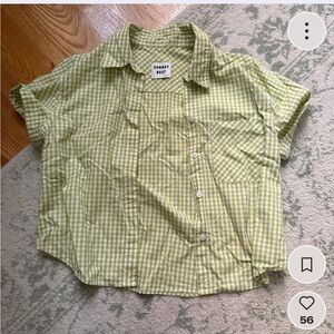 Aritzia Lime Checkered Button-Up Shirt